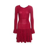Alaia Red Chenille Wool Knitted Dress